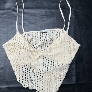 Bershka Tan and Cream Crop-Top